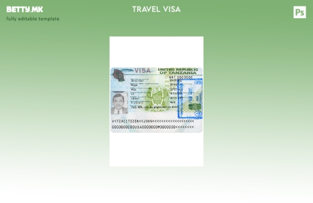 Шаблон за верзија на патничка виза за Танзанија во модерен стил